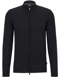 BOSS - Zip-Up Virgin-Wool Cardigan - Lyst