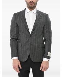 Corneliani - Herringbone-Pattern Wool Blazer - Lyst