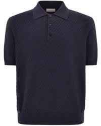 Canali - Textured Button Polo Shirt - Lyst