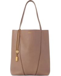 Chloé - Spin Medium Leren Shopper Met Kettingdetail - Lyst