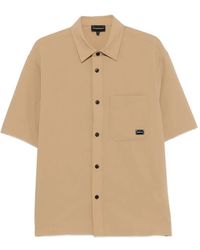 Emporio Armani - Seersucker Shirt With Down Padding And Rib Details - Lyst