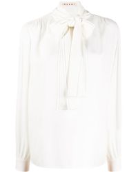 Marni Bluse mit Schleifenkragen - Weiß