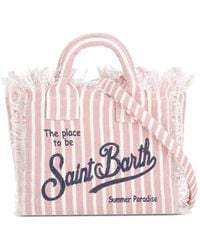 MC2 Saint Barth - Mini Vanity Striped Frayed Tote Bag - Lyst