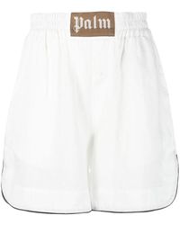 Palm Angels - Logo-patch Linen Shorts - Lyst