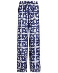 Dolce & Gabbana - Dg Exclusive Majolica- Silk Twill Vanity Trousers - Lyst