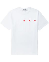 COMME DES GARÇONS PLAY - Triple Hearts Katoenen T-shirt - Lyst