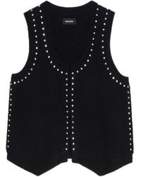 Zadig & Voltaire - Embellished V-Neck Knit Vest - Lyst