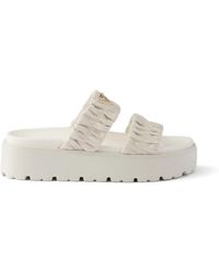 Prada - Matelassé Nappa Leather Flatform Slides - Lyst