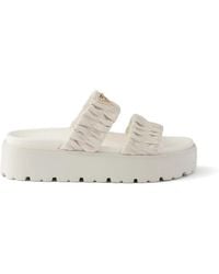 Prada - Matelassé Nappa Leather Flatform Slides - Lyst