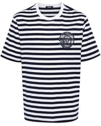 Versace - T-shirt rayé à motif Medusa brodé - Lyst