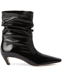 MSGM - Ruched Leather Ankle Boots - Lyst