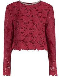 Self-Portrait - Lace Crystal-Detail Top - Lyst