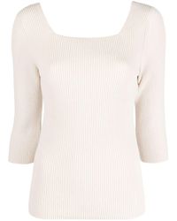Fendi - Square-neck Ribbed-knit Top - Lyst