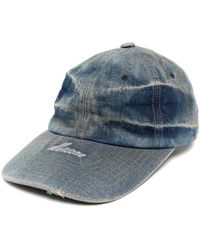 we11done - Embroidered-logo Washed Denim Cap - Lyst