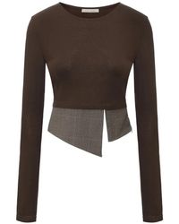 ili node - Susan Check-Panel Asymmetric T-Shirt - Lyst