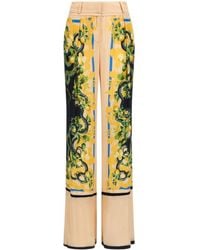 Roberto Cavalli - Floral-print Straight-leg Trousers - Lyst