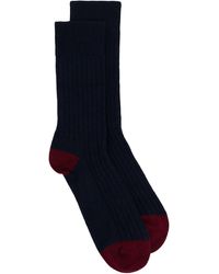 N.Peal Cashmere Two-tone Ankle-high Socks - Blue