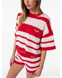 Gaelle Paris - Striped Pointelle-Knit Sweater - Lyst