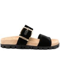 Miu Miu - Sandali Slides Con Logo Inciso - Lyst