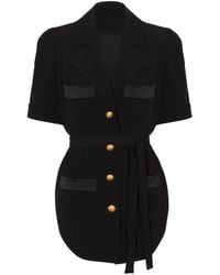 Balmain - Korte Mouwen Crêpe Shirt Voor - Lyst