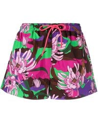 Moncler - Floral-Print Drawstring Shorts - Lyst