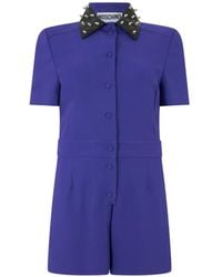 Moschino - Stud-Embellished Collar Playsuit - Lyst