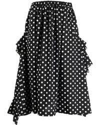 Comme des Garçons - Ruffled-Detail Polka Dot-Print Midi Skirt - Lyst