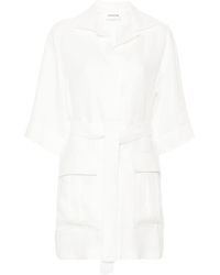 P.A.R.O.S.H. - Belted Linen Midi Dress - Lyst