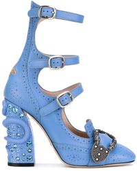 Gucci Queencore Brogue Court Shoes - Blue