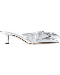 Jimmy Choo - Pointed Toe Sandals With Bow Detail And Kitten Heel - Lyst