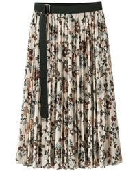 Sacai - Floral-Print Pleated Midi Skirt - Lyst
