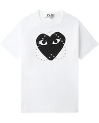 COMME DES GARÇONS PLAY - T-Shirt En Coton À Logo Clouté - Lyst