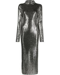 Maje - Sequinned Long-sleeve Midi Dress - Lyst