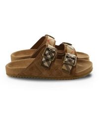 Burberry - Buckle Check Strap Sandals - Lyst
