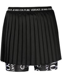 Versace Jeans Couture - Logo Waistband Pleated Skorts - Lyst