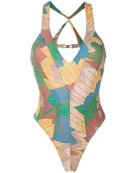 Amir Slama Bañador metalizado con costuras - Verde