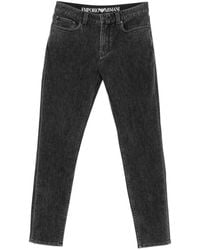 Emporio Armani - Logo-Plaque Straight-Leg Jeans - Lyst
