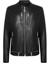 Philipp Plein - Leather Moto Jacket - Lyst