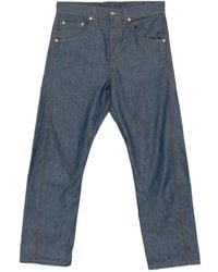 Moschino - Contrast-Stitch Logo-Patch Jeans - Lyst