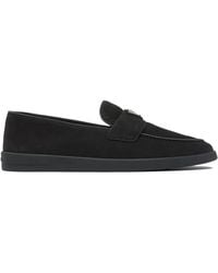 Prada - Loafer Aus Wildleder Mit Triangel-Logo - Lyst