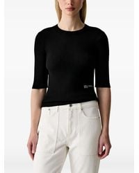 KARL LAGERFELD - Ribbed-Knit Short-Sleeve Top - Lyst