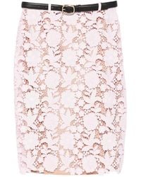 Self-Portrait - Floral-Lace Belted Midi Skirt - Lyst