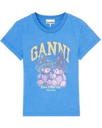 Ganni - Baby-Fit T-Shirt With Mushroom Teddy - Lyst