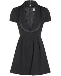 Elisabetta Franchi - Satin-Trim Mini Pleated Dress - Lyst