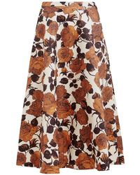 Essentiel Antwerp - Floral-Print A-Line Midi Skirt - Lyst