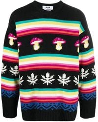 MSGM - Pull À Motif Jacquard - Lyst