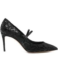 Casadei - 80Mm Lace-Detail Pointed-Toe Pumps - Lyst
