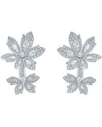 David Morris - 18kt White Gold Palm Double Flower Diamond Earrings - Lyst
