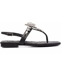 Philipp Plein - Crystal-Skull Leather Sandals - Lyst