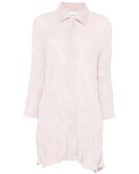 GONGDID DESIGN - Pleated Mini Shirt Dress - Lyst